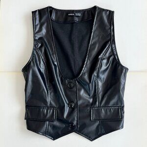 Black Shein "Leather" 3 Button Vest